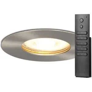HOFTRONIC 8x Bari Einbaustrahler - Edelstahl - Dimmbar - GU10 - 4 Watt 345 lumen - 2700K warmweiß - IP65 Wasserdicht - mit Dimmer und Fernbedienung - Bad und Wohnzimmer