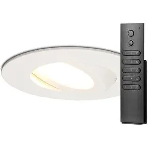 HOFTRONIC 16x Einbaustrahler Napels - Weiß - Dimmbar - 360° schwenkbar - 39mm Einbautiefe - 8W 570 Lumen - 2700K warmweiß - IP65 wasserdicht - mit Dimmer und Fernbedienung