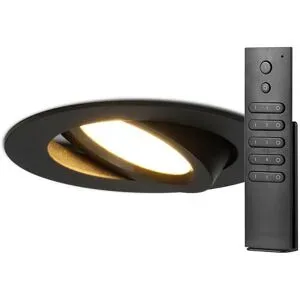 HOFTRONIC 20x LED Einbaustrahler Rome - Schwarz - 6W 500 lumen - Schwenkbar - Dimmbar - 2700K warmweiß - IP44 Wasserdicht - Inklusive Fernbedienung - Geringe Einbautiefe