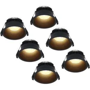 HOFTRONIC 6er Set Finn LED Einbaustrahler - 10W 900lm Superbright - 2700K warmweiß - Dimmbar - Rund - Einbau - IP44 wasserdicht - Schwarz - Für Bad, Innen und Außen