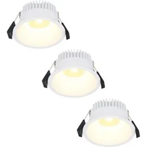 HOFTRONIC 3er Set Finn LED Einbaustrahler - 10W 900lm Superbright - 2700K warmweiß - Dimmbar - Rund - Einbau - IP44 wasserdicht - Weiß - Für Bad, Innen und Außen