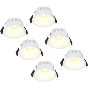 HOFTRONIC 6er Set Finn LED Einbaustrahler - 10W 900lm Superbright - 2700K warmweiß - Dimmbar - Rund - Einbau - IP44 wasserdicht - Weiß - Für Bad, Innen und Außen