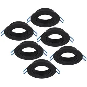 HOFTRONIC 6er Set Pedro LED Einbaustrahler - Schwenkbar - Durchmesser 90mm - Rund - GU10 Einbauleuchte - IP20 für den Innenbereich - Schwarz