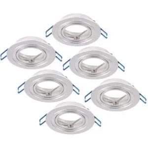 HOFTRONIC 6er Set Kobi LED Einbaustrahler - Schwenkbar - Durchmesser 90mm - Rund - GU10 Einbauleuchte - IP20 für den Innenbereich - Gebürstet Edelstahl