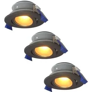 HOFTRONIC 3er Set Lima LED Einbaustrahler - 4W 345lm - 2700K warmweiß - GU10 - Dimmbar - Rund - Schwenkbar - IP65 Wasserdicht - Schwarz - Für Bad, Innen und Außen