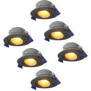 HOFTRONIC 6er Set Lima LED Einbaustrahler - 4W 345lm - 2700K warmweiß - GU10 - Dimmbar - Rund - Schwenkbar - IP65 Wasserdicht - Schwarz - Für Bad, Innen und Außen
