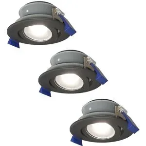 HOFTRONIC 3er Set Lima LED Einbaustrahler - 4W 345lm - 6500K tageslichtweiß - GU10 - Dimmbar - Rund - Schwenkbar - IP65 Wasserdicht - Schwarz - Für Bad, Innen und Außen