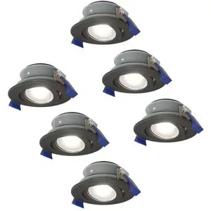 HOFTRONIC 6er Set Lima LED Einbaustrahler - 4W 345lm - 6500K tageslichtweiß - GU10 - Dimmbar - Rund - Schwenkbar - IP65 Wasserdicht - Schwarz - Für Bad, Innen und Außen