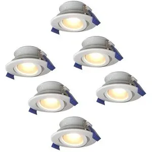 HOFTRONIC 6er Set Lima LED Einbaustrahler - 4W 345lm - 4000K neutralweiß - GU10 - Dimmbar - Rund - Schwenkbar - IP65 Wasserdicht - Weiß - Für Bad, Innen und Außen