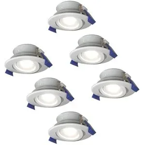 HOFTRONIC 6er Set Lima LED Einbaustrahler - 4W 345lm - 6500K tageslichtweiß - GU10 - Dimmbar - Rund - Schwenkbar - IP65 Wasserdicht - Weiß - Für Bad, Innen und Außen