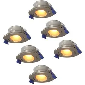 HOFTRONIC 6er Set Lima LED Einbaustrahler - 4W 345lm - 2700K warmweiß - GU10 - Dimmbar - Rund - Schwenkbar - IP65 Wasserdicht - Edelstahl - Für Bad, Innen und Außen