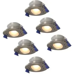 HOFTRONIC 6er Set Lima LED Einbaustrahler - 4W 345lm - 4000K neutralweiß - GU10 - Dimmbar - Rund - Schwenkbar - IP65 Wasserdicht - Edelstahl - Für Bad, Innen und Außen