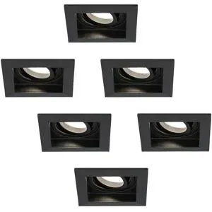 HOFTRONIC 6er Set Fresno LED Einbaustrahler Eckig - 4W 345lm - 4000K neutralweiß - Dimmbar - Schwenkbar - Versenkt - IP20 Innen - Schwarz - Blendfrei