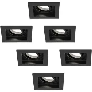 HOFTRONIC 6er Set Fresno LED Einbaustrahler Eckig - 4W 345lm - 6500K tageslichtweiß - Dimmbar - Schwenkbar - Versenkt - IP20 Innen - Schwarz - Blendfrei