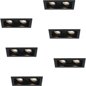 HOFTRONIC 6er Set Durham LED Doppeleinbaustrahler quadratisch - 8W 690lm - 4000K neutralweiß - GU10 - Dimmbar schwenkbar - Für innen - Schwarz
