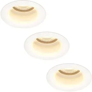 HOFTRONIC 3er Set Mari LED Einbaustrahler - 4W 345lm - 2700K warmweiß - GU10 - Dimmbar - Rund - IP65 Wasserdicht - Weiß - Blendfrei