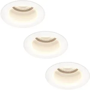 HOFTRONIC 3er Set Mari LED Einbaustrahler - 4W 345lm - 4000K neutralweiß - GU10 - Dimmbar - Rund - IP64 Wasserdicht - Weiß - Blendfrei