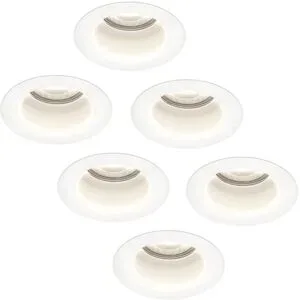 HOFTRONIC 6er Set Mari LED Einbaustrahler - 4W 345lm - 6500K tageslichtweiß - GU10 - Dimmbar - Rund - IP64 Wasserdicht - Weiß - Blendfrei