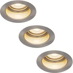 HOFTRONIC 3er Set Mari LED Einbaustrahler - 4W 345lm - 2700K warmweiß - GU10 - Dimmbar - Rund - IP65 Wasserdicht - Edelstahl - Blendfrei