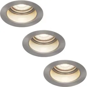 HOFTRONIC 3er Set Mari LED Einbaustrahler - 4W 345lm - 4000K neutralweiß - GU10 - Dimmbar - Rund - IP64 Wasserdicht - Edelstahl - Blendfrei