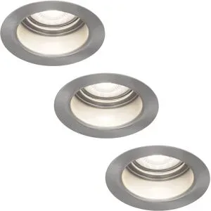 HOFTRONIC 3er Set Mari LED Einbaustrahler - 4W 345lm - 6500K tageslichtweiß - GU10 - Dimmbar - Rund - IP64 Wasserdicht - Edelstahl - Blendfrei