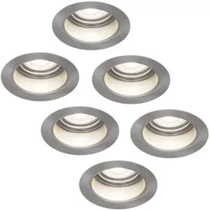 HOFTRONIC 6er Set Mari LED Einbaustrahler - 4W 345lm - 6500K tageslichtweiß - GU10 - Dimmbar - Rund - IP64 Wasserdicht - Edelstahl - Blendfrei