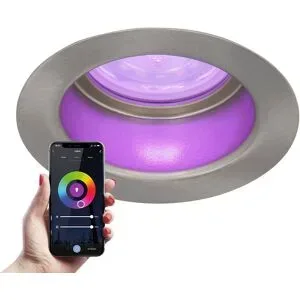 HOFTRONIC SMART Mari - Smart LED Einbaustrahler - IP65 wasserdicht - 5,5 Watt 345 Lumen - Wifi + Bluetooth - RGBWW - GU10 - Google Home, Amazon Alexa und Siri - Für Innen, Außen und Badezimmer - Edelstahl