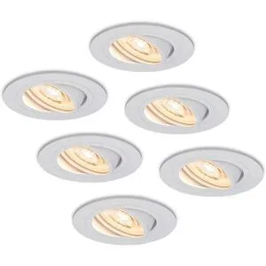 HOFTRONIC 6er Set Pitsburg LED Einbaustrahler - 6W 570lm - GU10 LED-Modul - Extra Flach - 2700K warmweiß - Dimmbar - Schwenkbar - Innen - Weiß