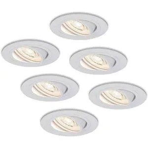 HOFTRONIC 6er Set Pitssburg LED Einbaustrahler- 6W 570lm - GU10 LED-Modul - Extra flach - 4000K neutralweiß - Dimmbar - Schwenkbar - Innen - Weiß