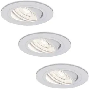 HOFTRONIC Set mit 3 Pittsburg LED Einbaustrahlern ? extra flach 58 mm ? GU10 LED-Modul ? 6000 K Tageslichtweiß ? dimmbar ? rund ? schwenkbar ? für den Innenbereich ? weiß