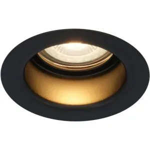 HOFTRONIC Mari - LED Einbaustrahler Flach - 6 Watt 570 Lumen - 2700K warmweiß - GU10 LED Modul - Blendfrei - Dimmbar - Rund - IP65 wasserdicht - Schwarz - LED Coin