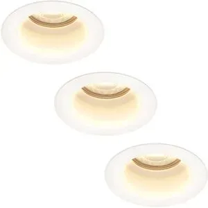 HOFTRONIC 3er Set Mari - LED Einbaustrahler Flach - 6 Watt 570 Lumen - 2700K warmweiß - GU10 LED Modul - Blendfrei - Dimmbar - Rund - IP65 wasserdicht - Weiß - LED Coin