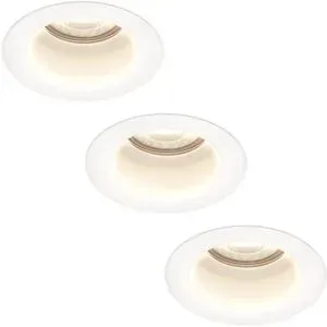 HOFTRONIC 3er Set Mari - LED Einbaustrahler Flach - 6 Watt 570 Lumen - 4000K neutralweiß - GU10 LED Modul - Blendfrei - Dimmbar - Rund - IP65 wasserdicht - Weiß - LED Coin