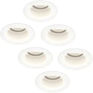 HOFTRONIC 6er Set Mari - LED Einbaustrahler Flach 58mm - 3,8 Watt 270 Lumen - 6000K tageslichtweiß - GU10 LED Modul - Blendfrei - Dimmbar - Rund - IP65 wasserdicht - Weiß - LED Coin