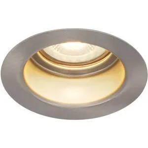 HOFTRONIC Mari - LED Einbaustrahler Flach - 6 Watt 570 Lumen - 2700K warmweiß - GU10 LED Modul - Blendfrei - Dimmbar - Rund - IP65 wasserdicht - Edelstahl - LED Coin