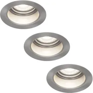 HOFTRONIC 3er Set Mari - LED Einbaustrahler Flach 58mm - 3,8 Watt 270 Lumen - 6000K tageslichtweiß - GU10 LED Modul - Blendfrei - Dimmbar - Rund - IP65 wasserdicht - Edelstahl - LED Coin