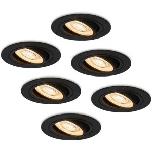 HOFTRONIC 6er Set Miro LED Einbaustrahler - 6W 570lm - Extra flach - GU10 LED-Modul - 2700K warmweiß - Dimmbar - Schwenkbar - Innen - Schwarz