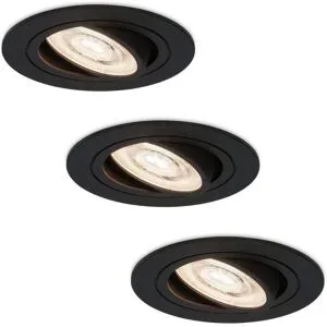 HOFTRONIC 3er Set Miro LED Einbaustrahler - 6W 570lm - GU10 LED-Modul - Extra flach - 4000K neutralweiß - Dimmbar - Schwenkbar - Innen - Schwarz