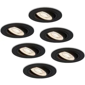 HOFTRONIC 6er Set Miro LED Einbaustrahler - 6W 570lm - GU10 LED-Modul - Extra Flach - 4000K neutralweiß - Dimmbar - Schwenkbar - Innen - Schwarz