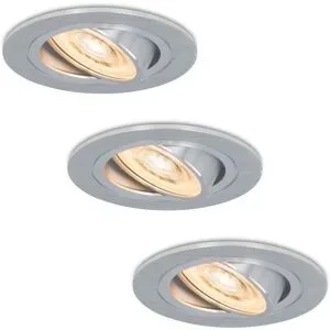 HOFTRONIC 3er Set Chandler LED Einbaustrahler - 6W 570lm - GU10 LED-Modul - 2700K warmweiß - Dimmbar - Schwenkbar - IP20 Innen - Edelstahl
