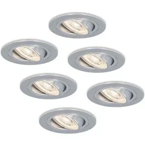 HOFTRONIC 6er Set Chandler LED Einbaustrahler - 6W 570lm - GU10 LED-Modul - 4000K neutralweiß- Dimmbar - Schwenkbar - IP20 Innen - Edelstahl