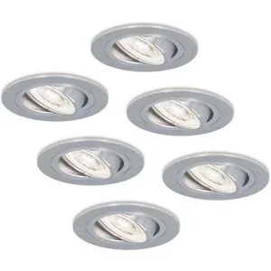 HOFTRONIC 6er Set Chandler LED Einbaustrahler - 3.8W 270lm - GU10 LED-Modul - 6000K tageslichtweiß - Dimmbar - Schwenkbar - IP20 Innen - Edelstahl