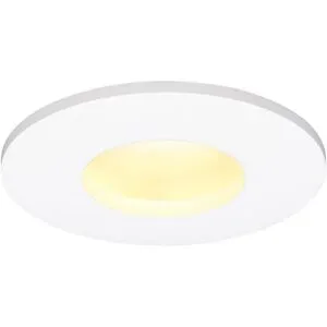 HOFTRONIC Barcelona - LED Einbaustrahler flach Einbautiefe 60mm - IP44 wasserdicht - 6 Watt 570 Lumen - 2700K warmweiß - GU10 LED Modul - Dimmbar - Rund - Für Bad, Innen- und Außenbereich - Weiß - LED Coin