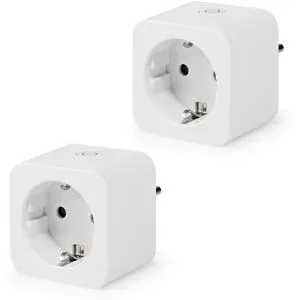 Nedis 2x Smart WLAN Steckdose - WiFi & Bluetooth - Energiezähler - Kompatibel mit Amazon Alexa & Google Home - Weiß - 16A Smart WLAN Steckdose