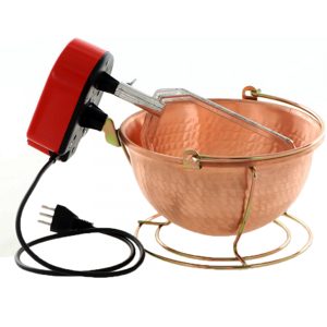 Elektrischer Rührtopf für Polenta NuovaFac Cuoca Automatica aus gehämmertem Kupfer, Rundboden 3L - 5W