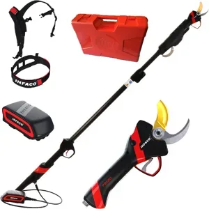 Akku-Baumschere Infaco F3020 mit Carbon-Teleskopschaft 147,5-212 cm - Akku und Rucksack enthalten - Schnittdurchmesser max. 40 mm