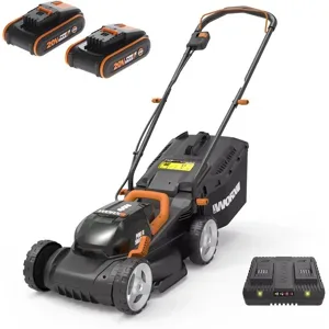 Worx WG779E - Akku Rasenmäher - 2x20V/2,5Ah - 34 cm Schnittbreite