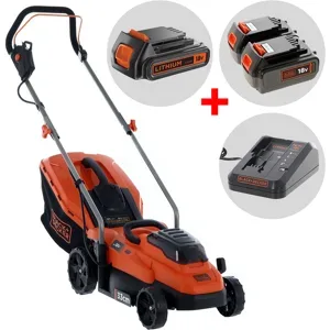 Black & Decker BCMW33184L2-QW Akku Rasenmäher - 2x18V/4Ah + Gratis 18-V-Akku 2 Ah - 33 cm Schnittbreite