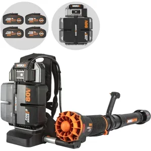 Worx Nitro WG572E - Rückentragbarer Akku-Laubbläser - 4x20V/4Ah