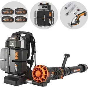 PROMO Worx Nitro WG572E - Rückentragbarer Akku-Laubbläser - 4x20V/4Ah